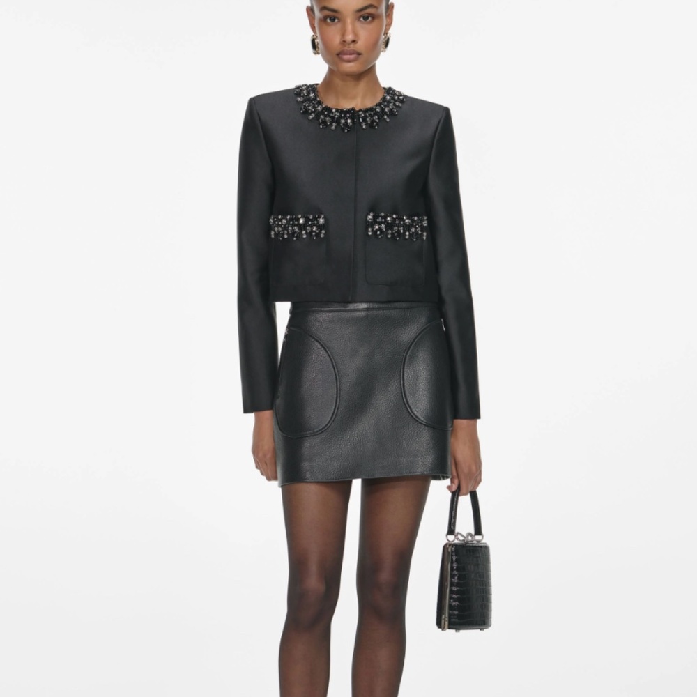 self-portrait Black Soft Leather Mini Skirt Size US0 - MSRP $675 - NWT
